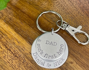 Dad A Son's First Hero Keychain | Fathers Day Gift | New Dad Gift | Fathers Day Keychain | Boy Dad Gift | Dad of Boys Keychain