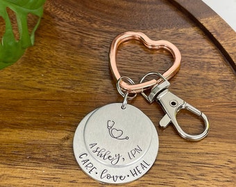 Nurse Keychain | Care Love Heal Gift | Nurses Gift | Nurse Graduation | Nursing Student Gift | Nurse Appreciation Keychain | Gift for Nurse