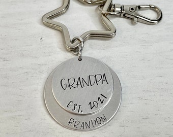 Grandpa Established Keychain | New Grandpa Gift | Best Grandpa Ever | Gift for Grandpa | Grandparents Day | Grandfather Papaw Pop Pop