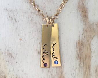 Name Necklace with Birthstones / Birthstone Necklace / Mothers Day Gift / Mothers Neckalce / Grandmother Necklace / Grandma Gift / For Mom