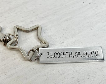 Latitude Longitude Keychain | Coordinates Keychain | Latitude and Longitude Gift | Special Place | Where it All Began | Long Distance