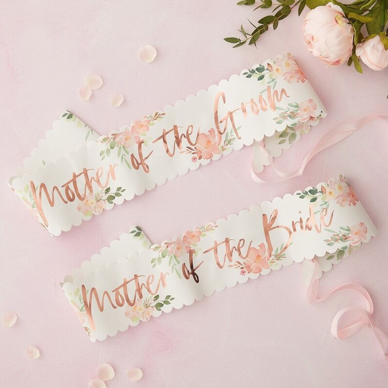 Floral Bridesmaid Sash Rose Gold Hen Night Party Accessories Team Bride Wedding