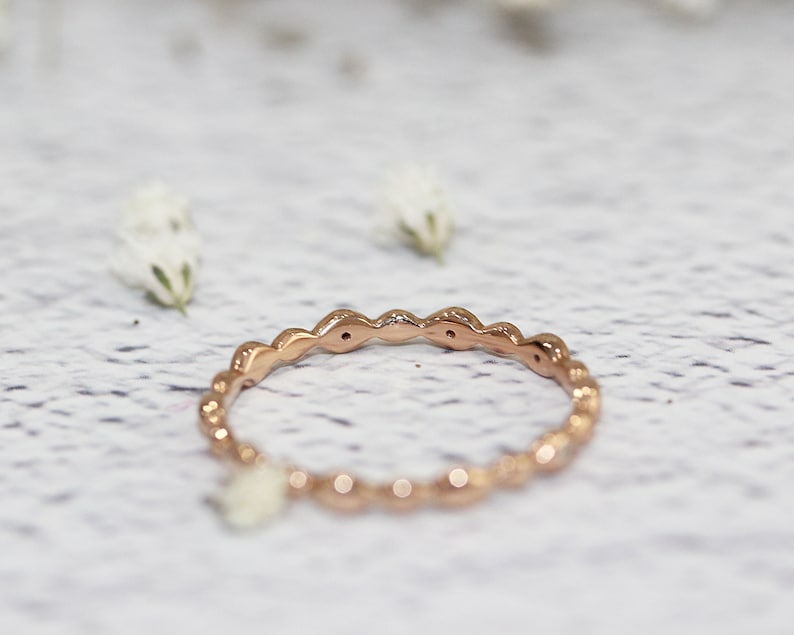 Wedding Ring Solid 14K Rose Gold Ring Diamond Ring Anniversary Ring Stackable Ring Full Eternity