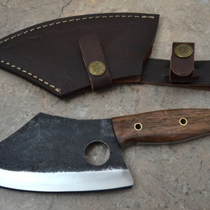 Christmas Gift, Rail Track Steel Handmade Meat Cleaver RoseWood Handle For Hunting,Fishing,Outdoor,Camping,Perfect Gift for Men & Women(SC6)