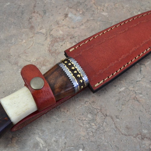 Damascus Steel Hunting Viking Knife with Rose shops Wood and Fossil Bone Handle BK 4078