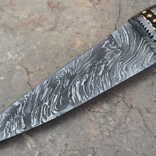 Damascus Steel Hunting Viking Knife with Rose shops Wood and Fossil Bone Handle BK 4078