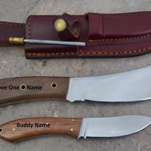 Lot of 2 Surgical Steel NessMuk Model Hunting Knives Set with Walnut Wood Handle SK 03