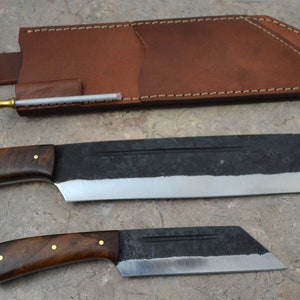 Custom Made Rail Track Forged Viking Style Seax Knives Combo (SR 16)
