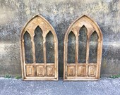 30 quot Renaissance Arch Wood Window Frame, Decorative Window, Stained Wood, Gothic, Cathedral, Church, Wall Decor, Wall Hanging