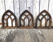 3 Mini Arch Cathedral Window Frames, Church Windows, Decorative Windows, Wood Windows, Window Wall Decor, Wood Wall Hangings