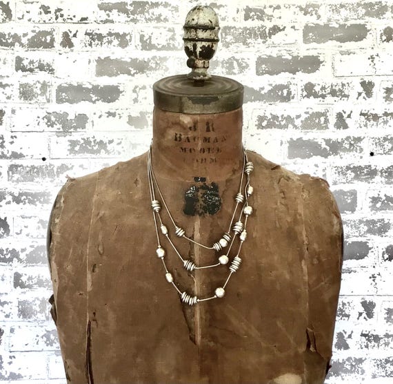 Multi Strand Silver Necklace Assorted Chains - image 1