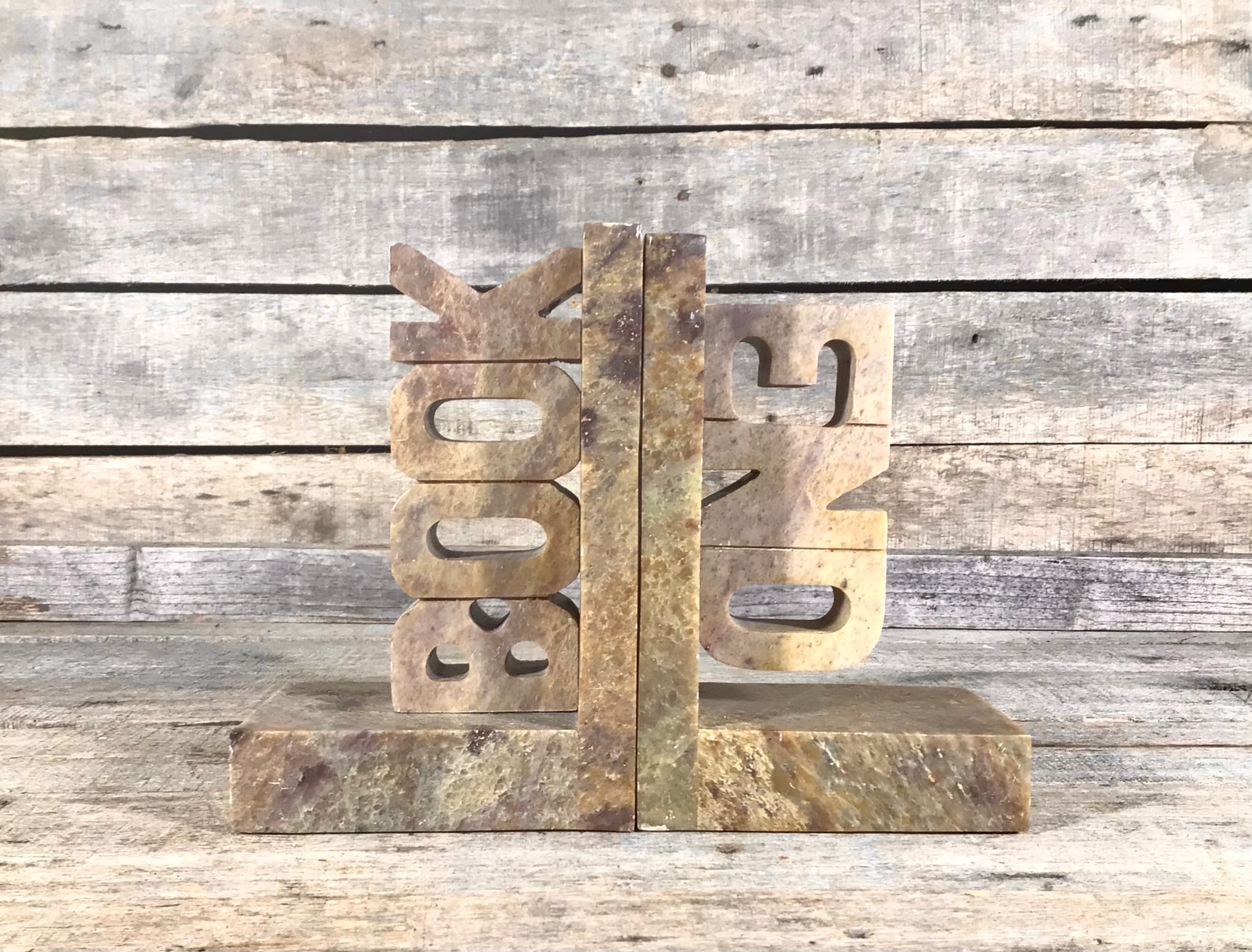Pair Vintage Marble Bookends