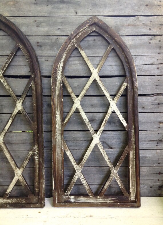 Sale Two Decorative Wood Window Frames Wall Decor Arch Etsy