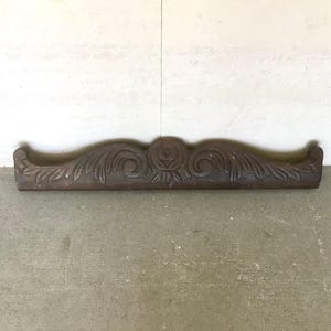 35” Ornate Vintage Wood Header Pediment Architectural Salvage Trim Stained Distressed