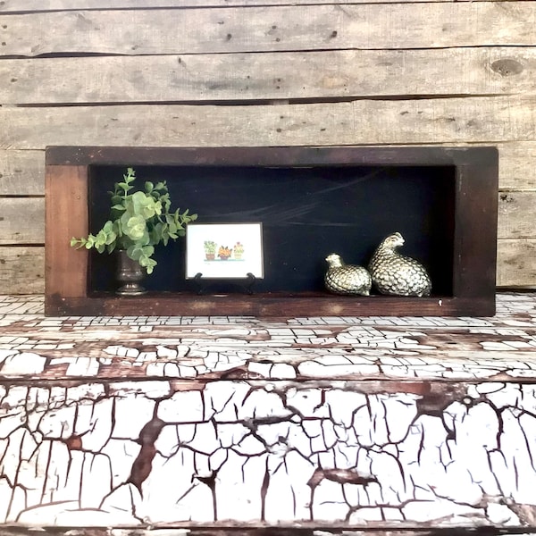 Rustic Old Wood Wall Shelf Shadow Small Box Distressed Dark Stain