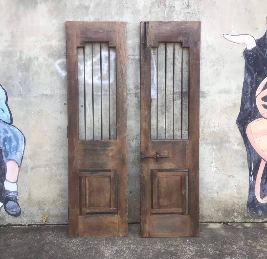 Stained French Doors Rustic Double Door Set Farmhouse French Country