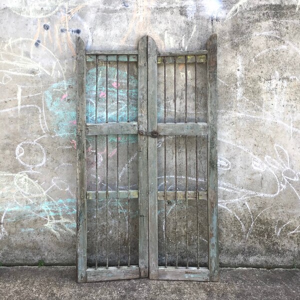 43” Swinging Doors Vintage Double Door Set Salvage Cabinet Doors Shutters French Country Vintage Farmhouse Shabby English Cottage Garden