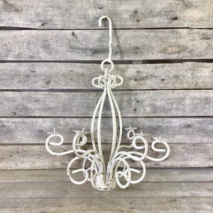 Candelabra Chandelier Hanging Candle Holder Distressed Chippy White Indoor Outdoor