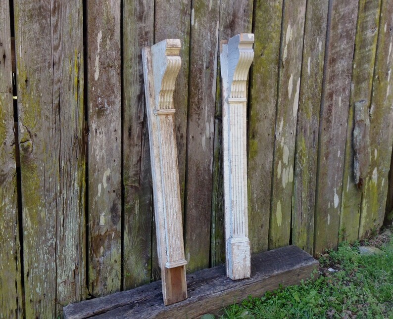 Two 49 Salvaged Fireplace Mantel Legs Wood Finish Trim Etsy