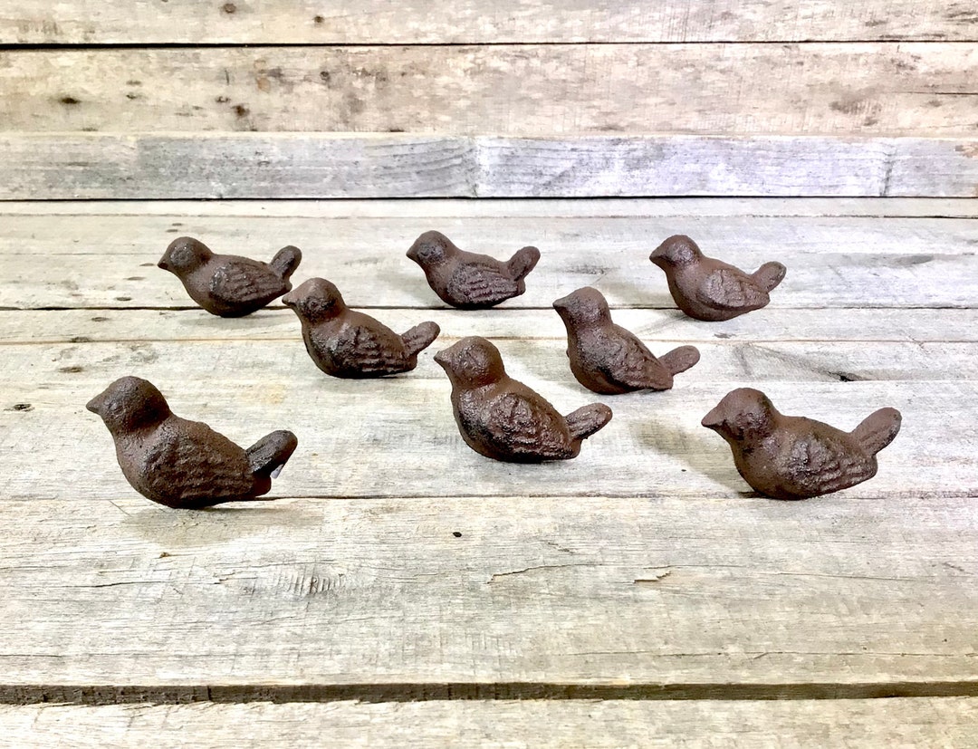 2 Rustic Iron Hummingbird Bird Knobs - Drawer Pulls & Cabinet Handles - Silver