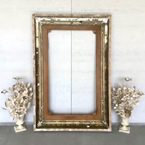 Fabulous Large Antique Wood Frame Elegant Distressed Chippy Wall Frame