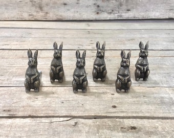 Antique Gold Rabbit Drawer Knobs, Farmhouse Cabinet Pulls (Set of 6)