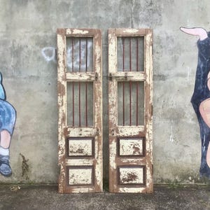 Vintage French Doors Salvage Double Door Set French Country English Cottage Shabby Chic