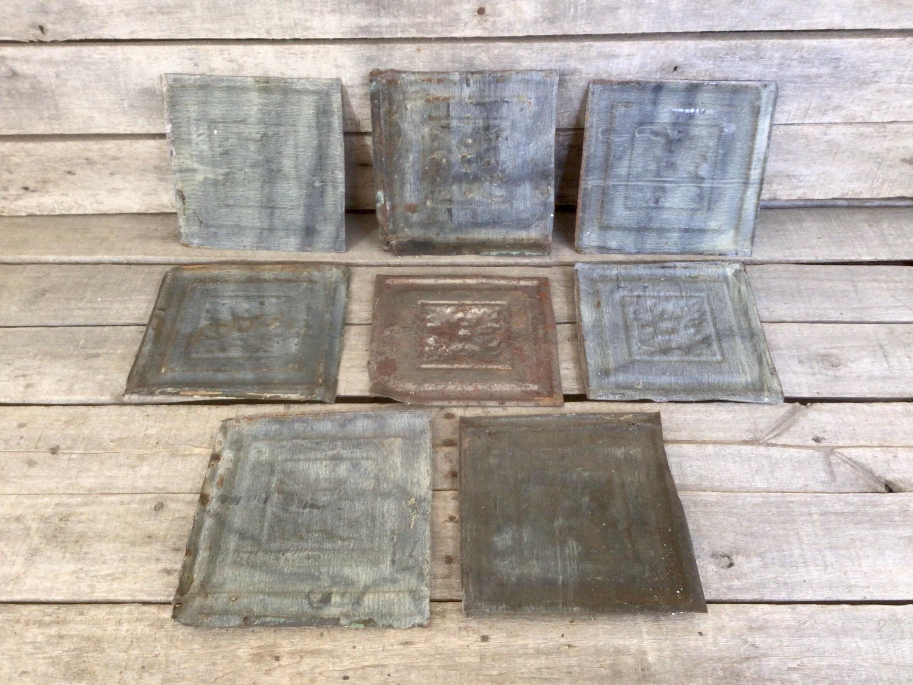 Metal Raft Tiles 8 Vintage Metal Tiles Decorative Architectural Salvage Mixed Media ...