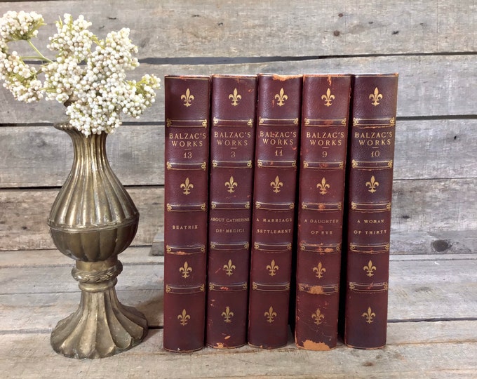 1902 Balzacs Works Honore De Balzac Antique Leather Books Etsy