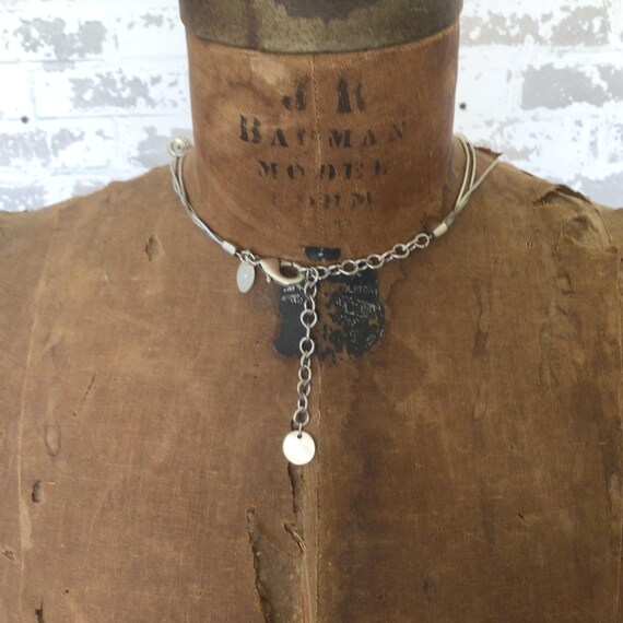 Multi Strand Silver Necklace Assorted Chains - image 2