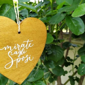 Cuore in legno "MIRATE AGLI SPOSI"- decorazione matrimonio- scritte decorative-
