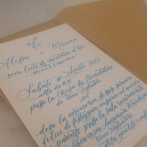 Partecipazione di nozze scritte a mano, inviti matrimonio