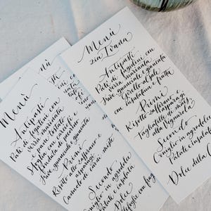 Menù scritto a mano- menù calligrafico-menù matrimonio