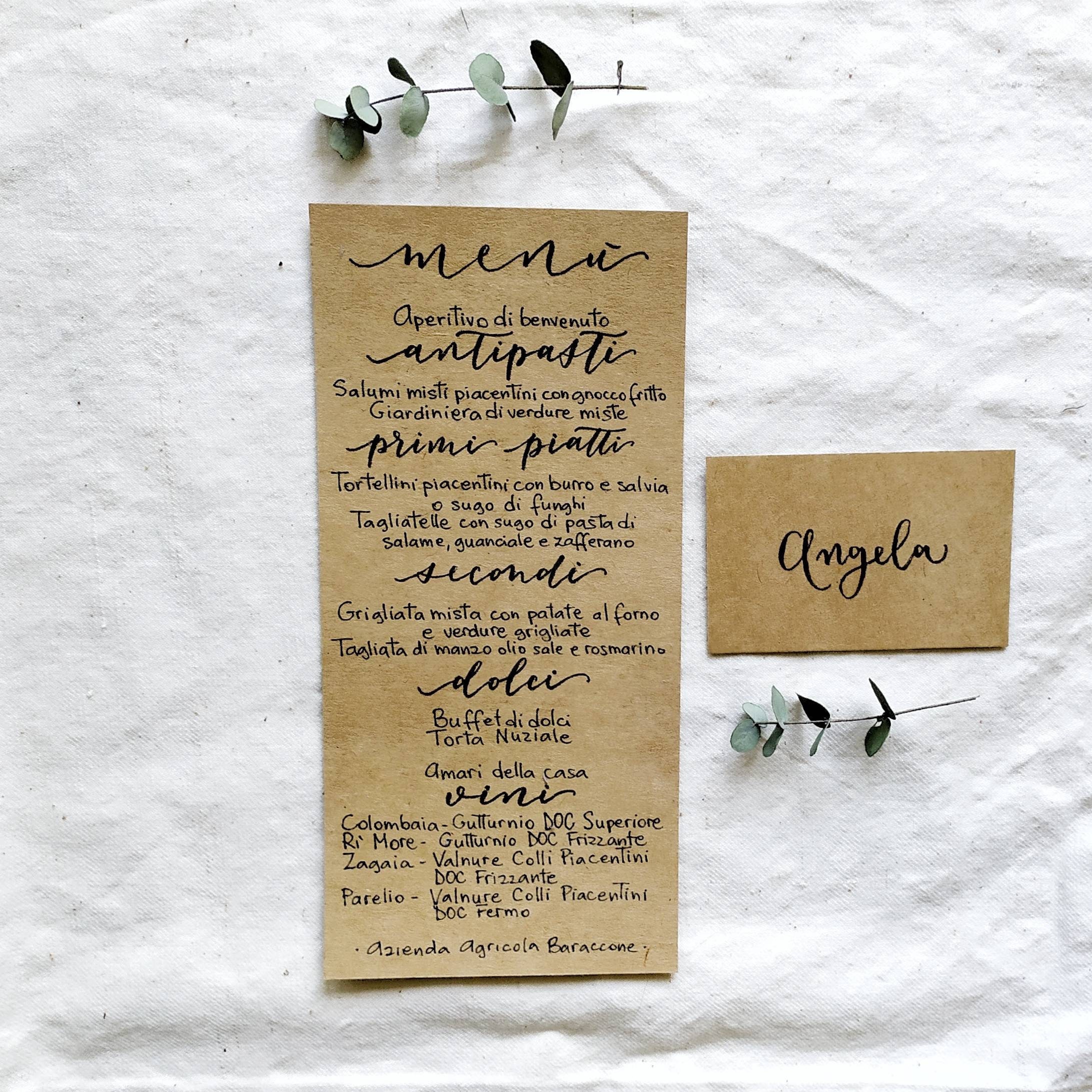 Kraft Menu Rustic Wedding Menu Kraft Paper Menu