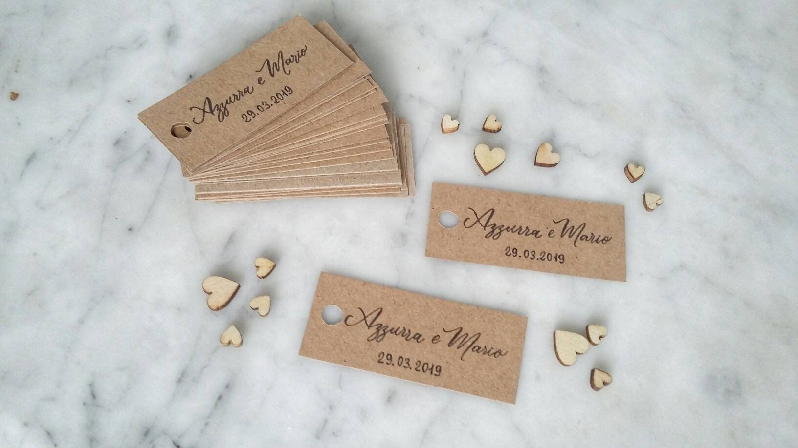 Senover Set 10 Segnaposto In Legno Rustico + 20 Cartoncini Kraft - Per Matrimoni, Feste, Menu, Numeri Tavolo