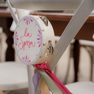tamburello matrimonio con scritta personalizzata/ tamburello segnaposto personalizzato/ tamburello 15 cm / tamburello per eventi/ tableau