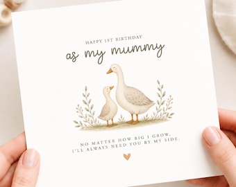 1st Birthday As My Mummy Card, Personalised Baby Goose, New Mum Birthday From Baby