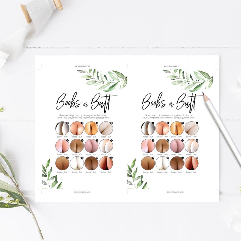 Boobs or Butts Game Printable Baby Shower Games Boobs or | Etsy India