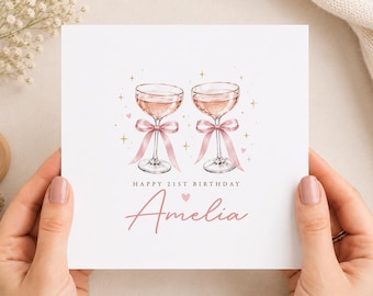Personalised 21st Birthday Card, Rose Gold Balloon Milestone, Sister Mum Daughter