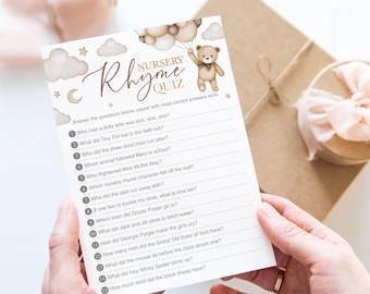 Juego de preguntas y respuestas sobre rimas infantiles para baby shower de osos