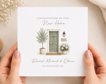 Personalised New Home Card, Congratulations Housewarming Gift, Custom Address Card
