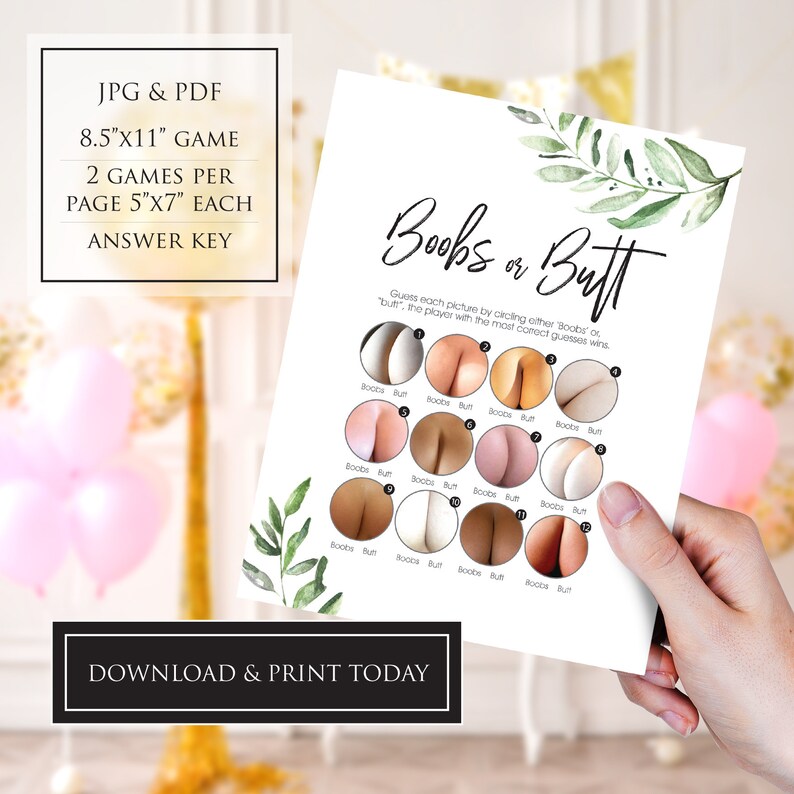 Boobs or Butts Game Printable Baby Shower Games Boobs or - Etsy Finland