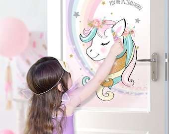 Pin The Horn on the Unicorn • Like Pin the Tail  • Includes Poster, Mask and Stickers of Horns Templates Instant Download