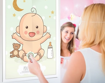 Pin the Dummy on the Baby: Unisex Baby Shower Game Kit