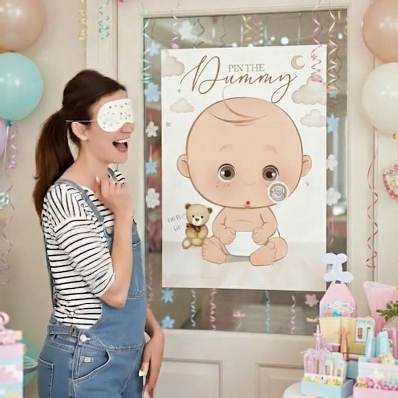 Bear Baby Shower Game: Pin the Dummy - Includes Blindfold image 4