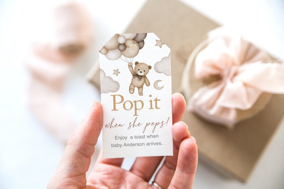 → View on Etsy: x10 Baby Shower Pop it When She Pops Tags Bear Neutral Teddy Bear Beige x10 Baby Shower Pop it When She Pops Tags Bear Neutral Teddy Bear Beige