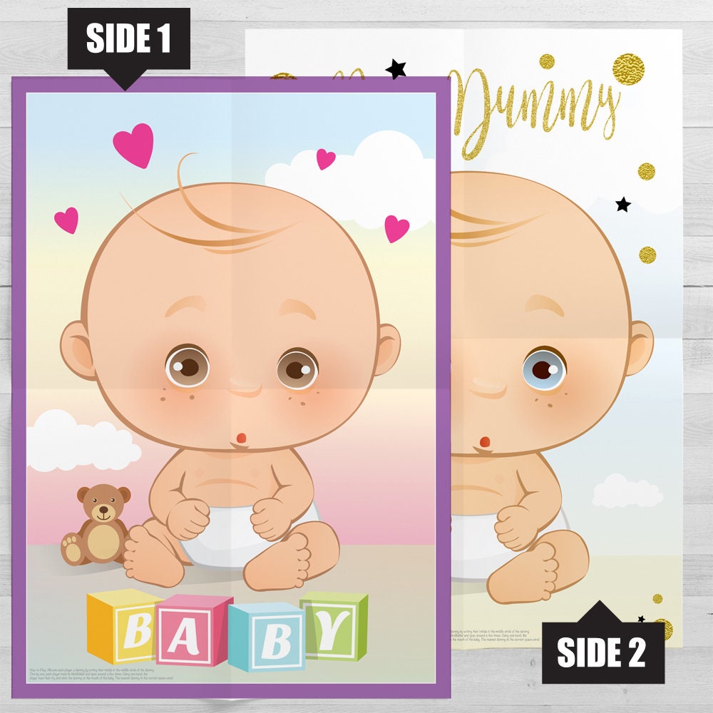 Pin The Dummy On The Baby Baby Shower Game Kit Boy Or Girl Etsy