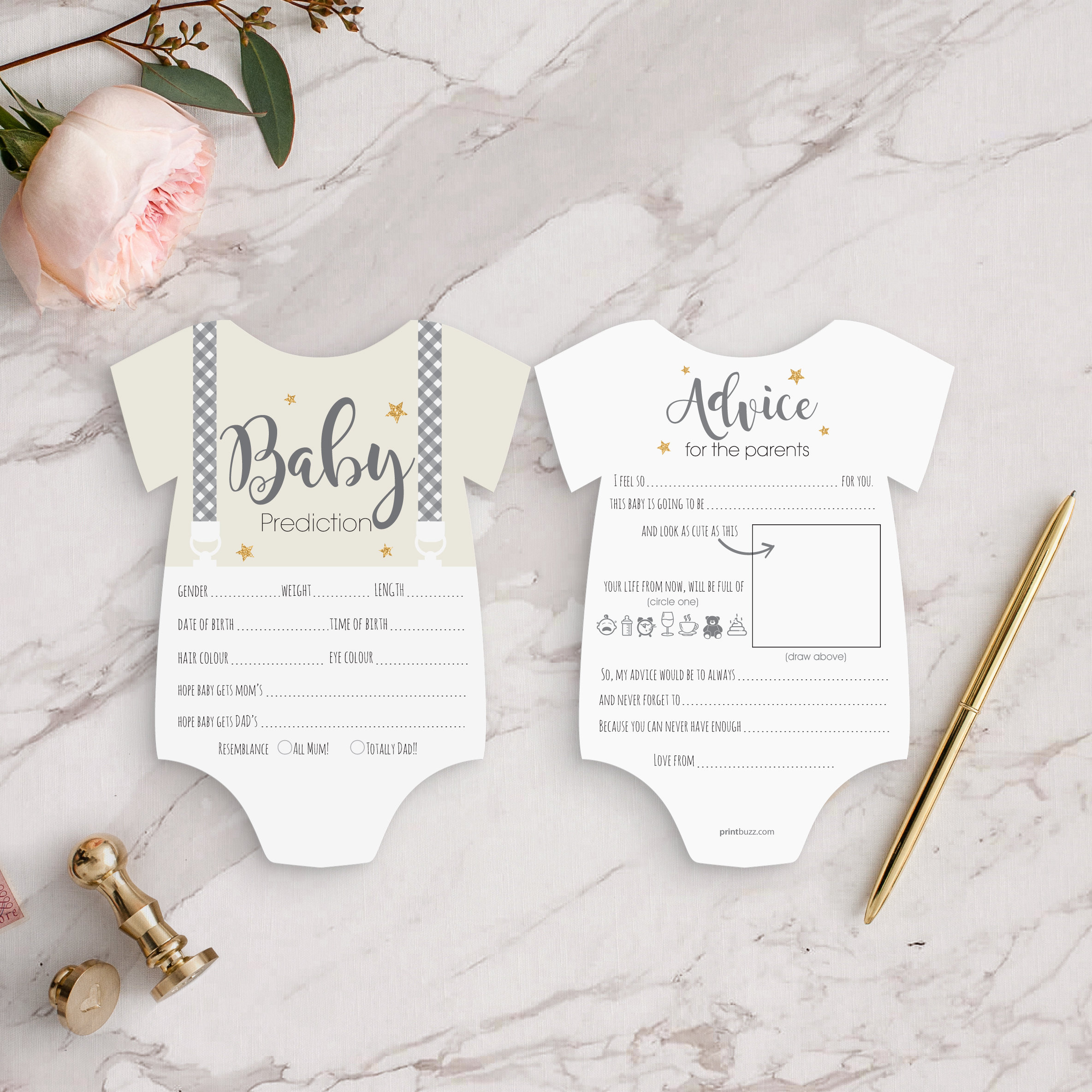 x10 Baby Shower Games - Prediction & Advice Cards Boy or Girl New Mum…