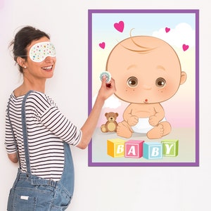 Pin the Dummy Baby Shower Game: A2 Poster, Mask & Stickers
