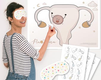 Pin the Sperm on the Egg Game: Baby Shower Activity Kit